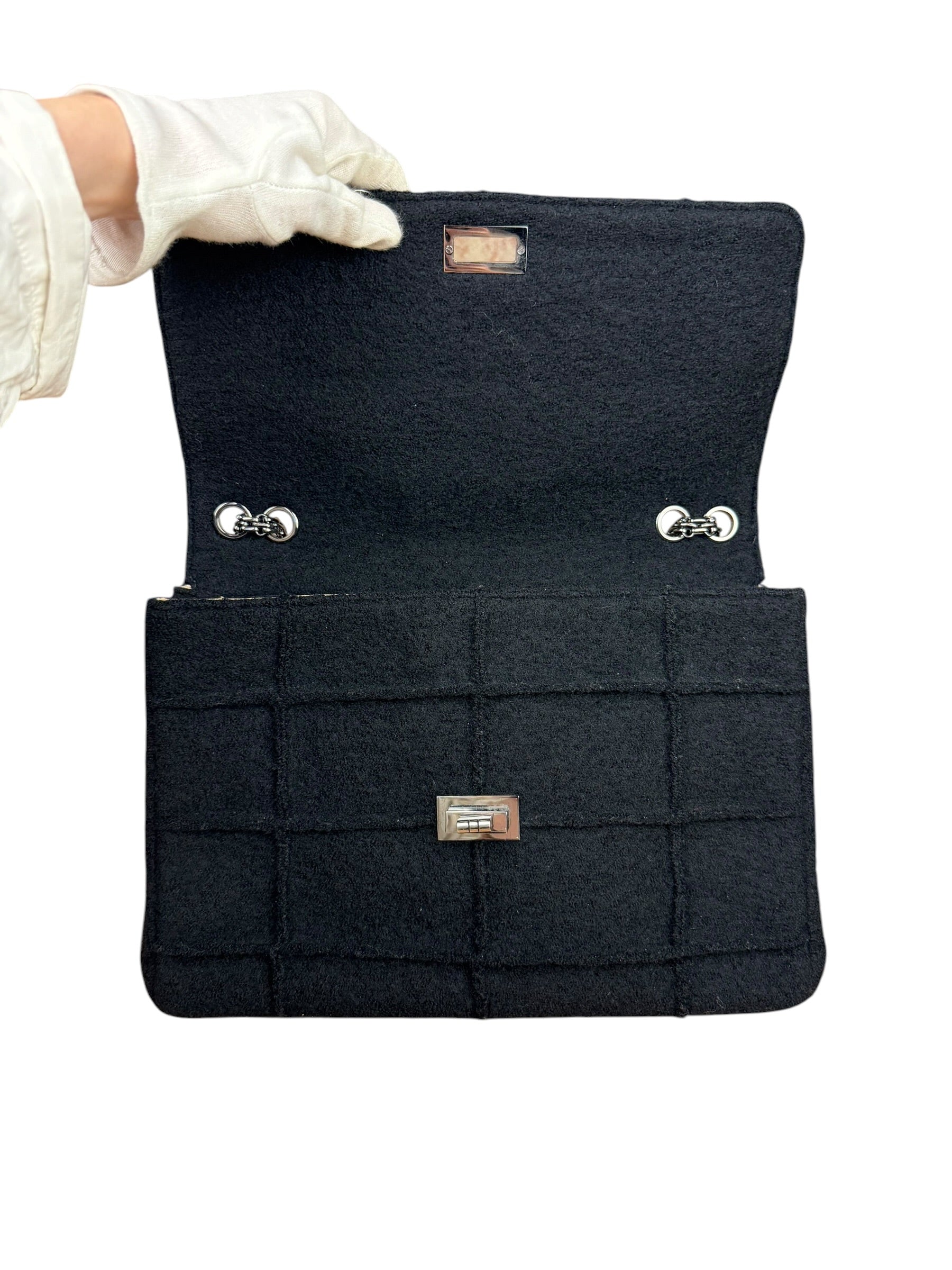 Chanel Black Wool Quilted 2.55 Chain Flap Bag '97-'99