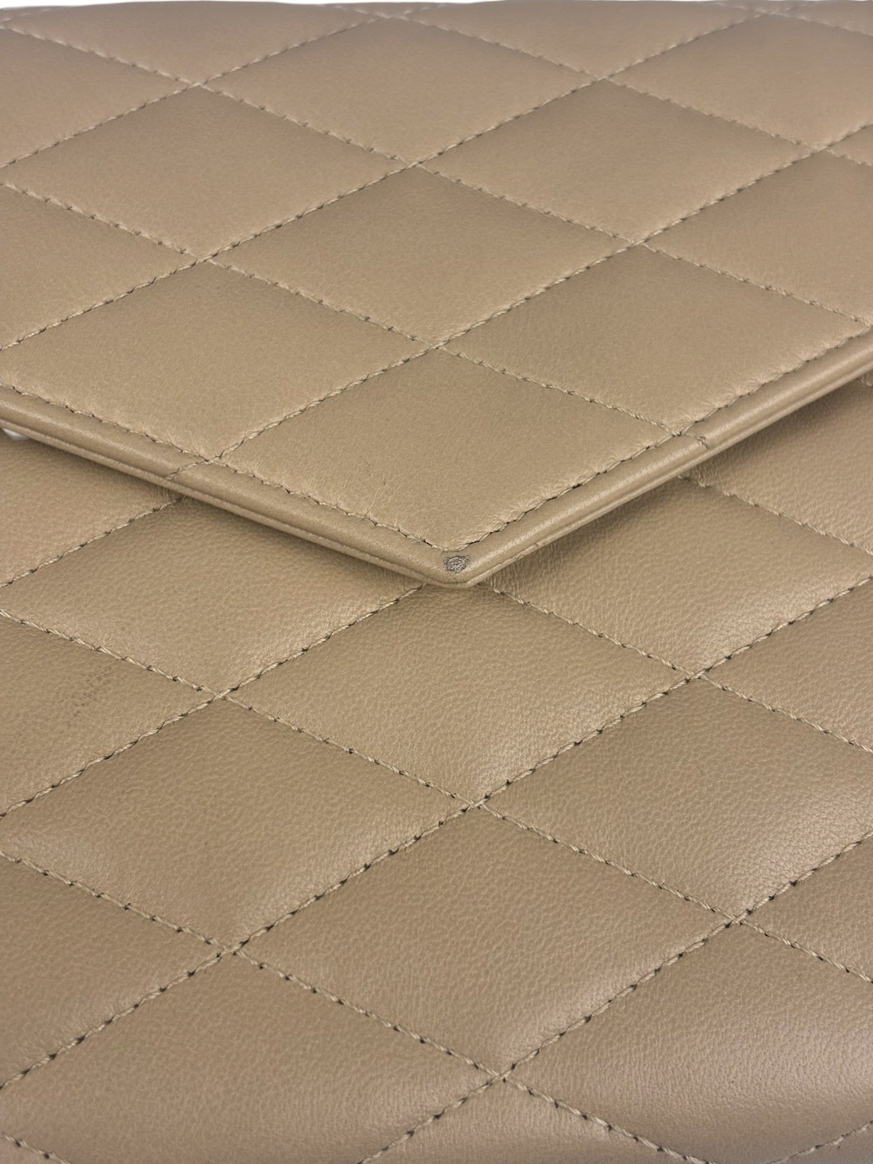 Saint Laurent Beige Quilted Sade Clutch