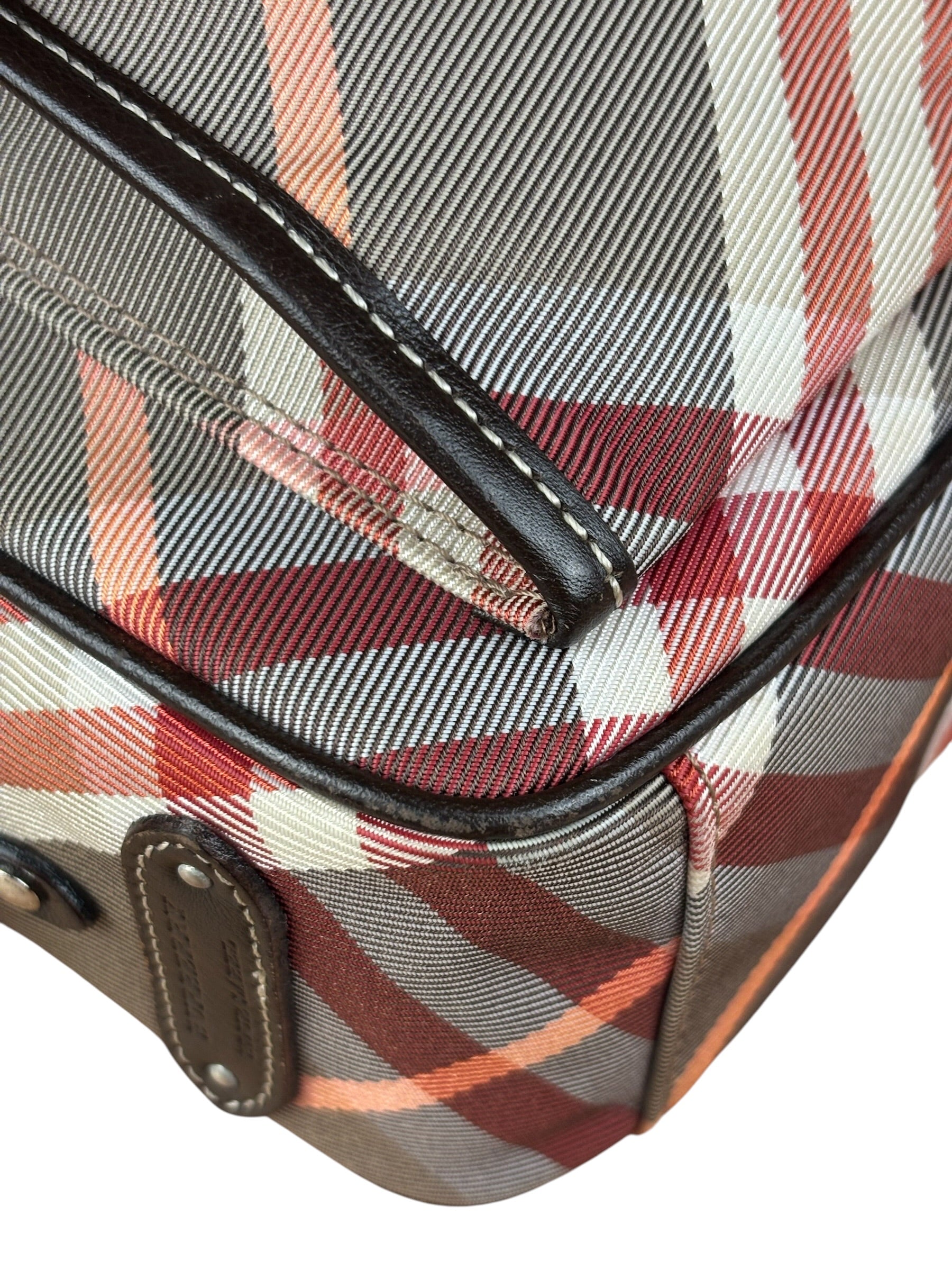 Burberry Nylon Leather Trim Nova Check Crossbody Bag