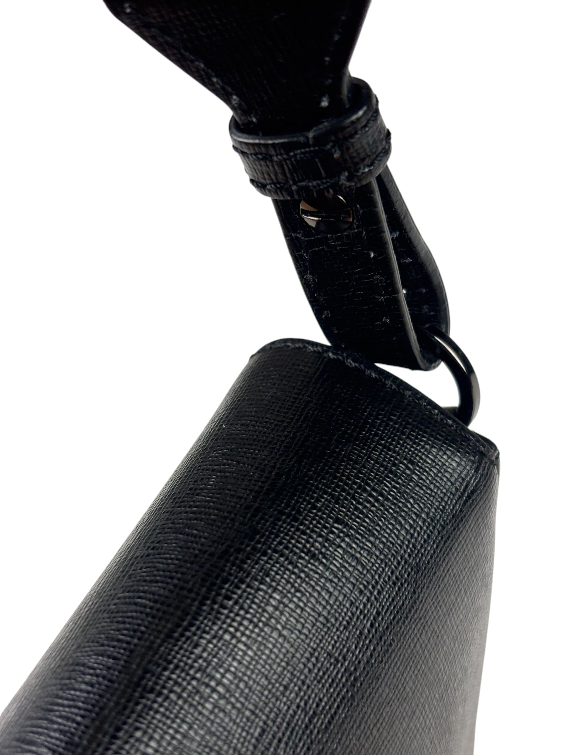 Off-White Black/White Leather Binder Clip Crossbody Bag