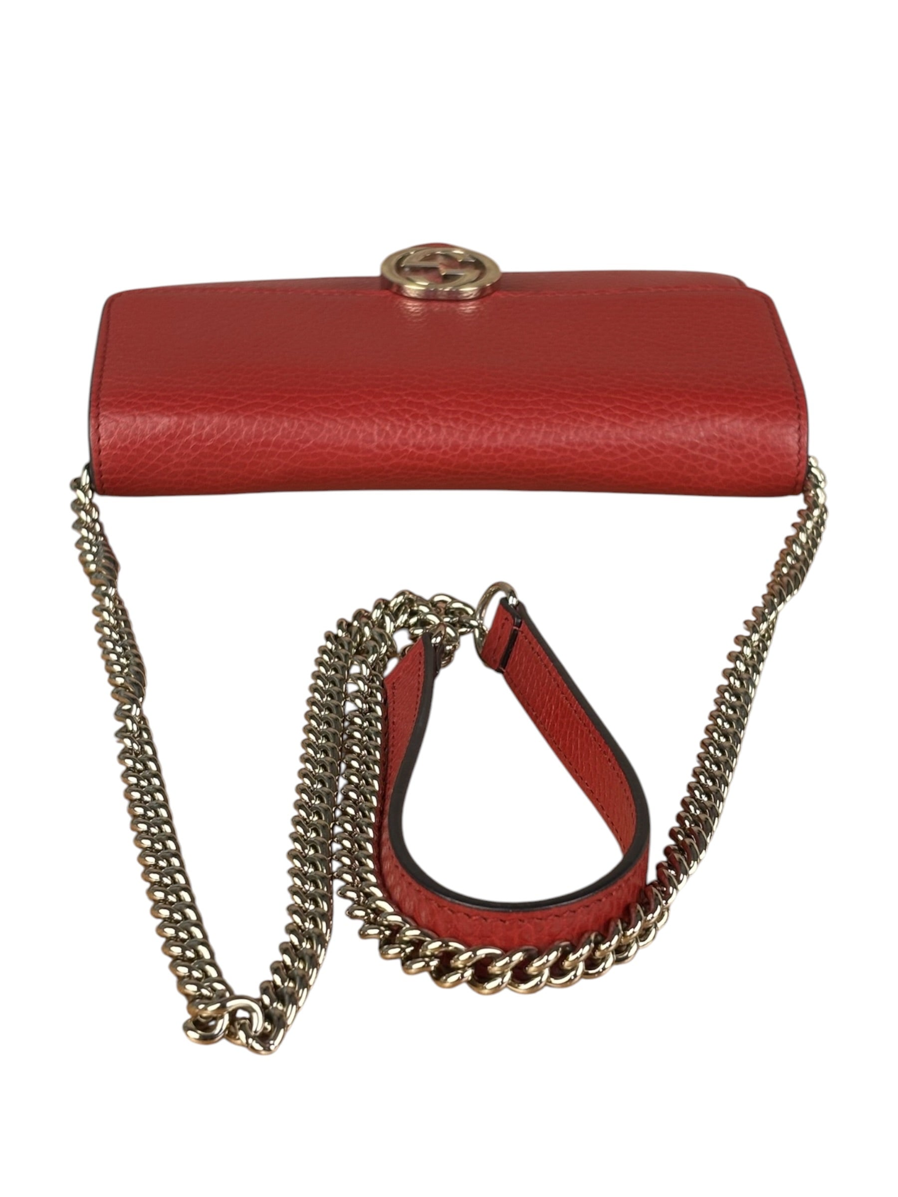 Gucci Red Interlocking G Wallet on Chain