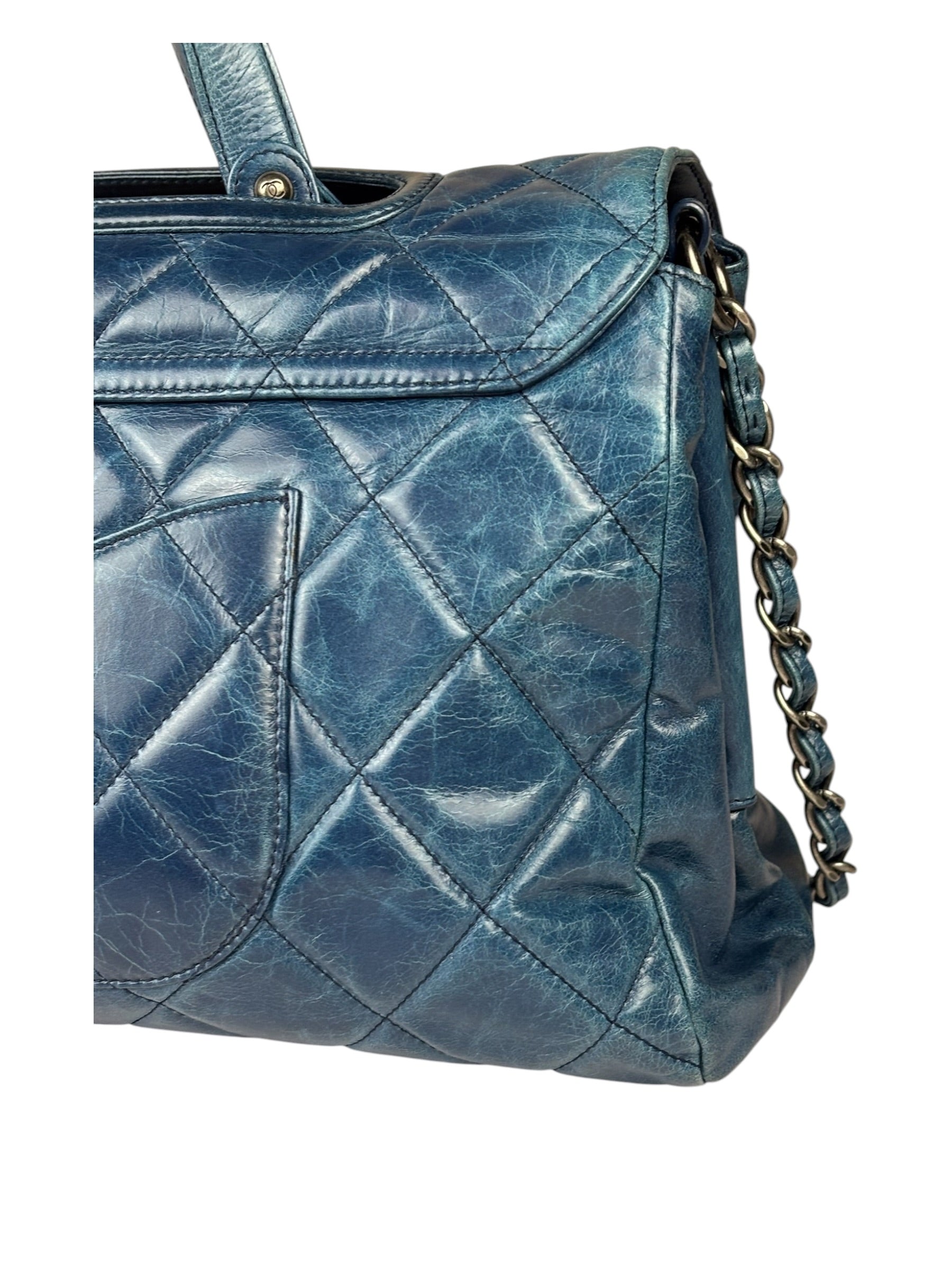 Chanel Blue Quilted Calfskin Large Convertible Boy Two-Way Bag 2012