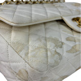 Chanel White Denim/Leather Trim Greek Collection Flower Double Flap Bag 2018
