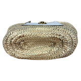 Versace Wicker Woven White Medusa Top Handle Tote