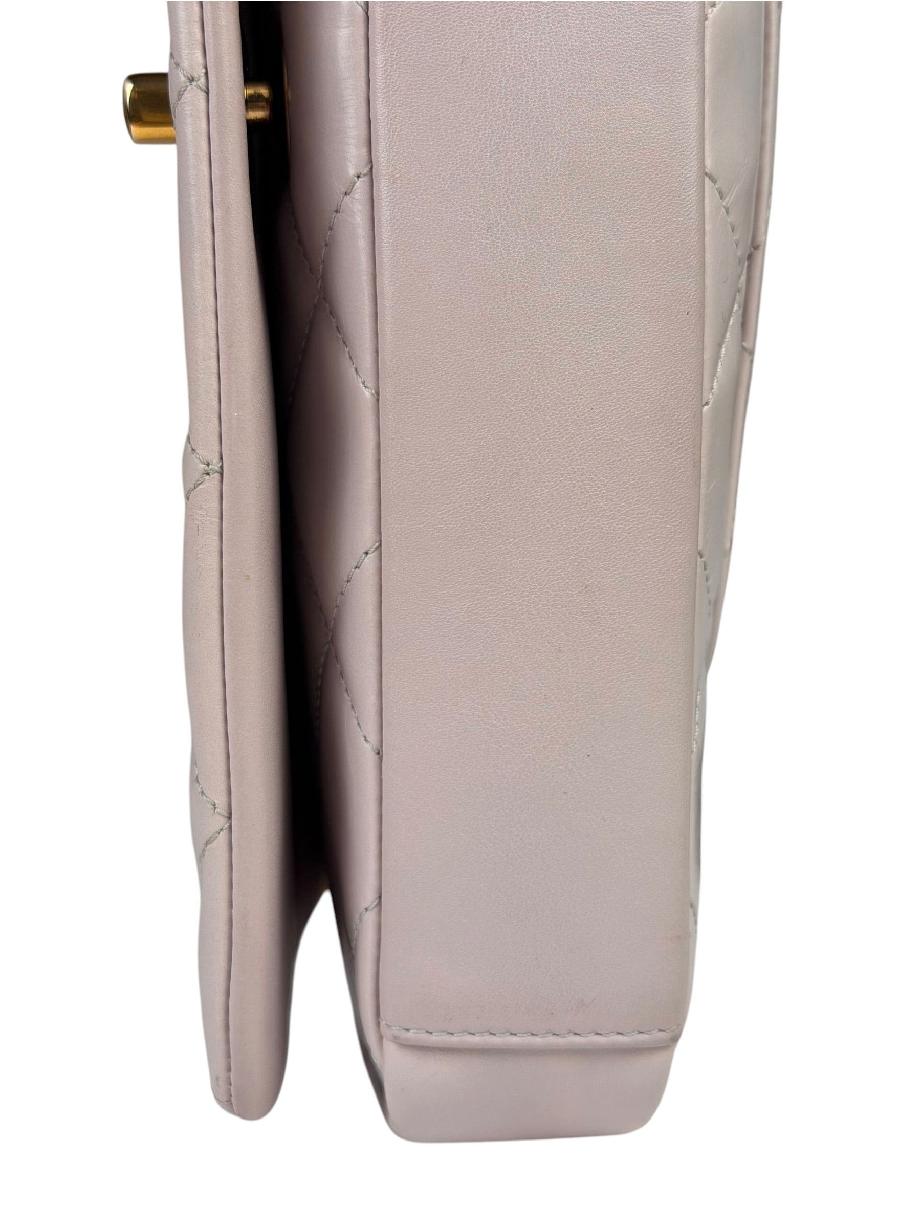 Chanel Light Lilac Calfskin Leather Quilted Flap Chain Bag