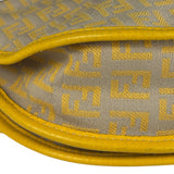 Fendi Yellow Leather Trim Zucca Crossbody Bag