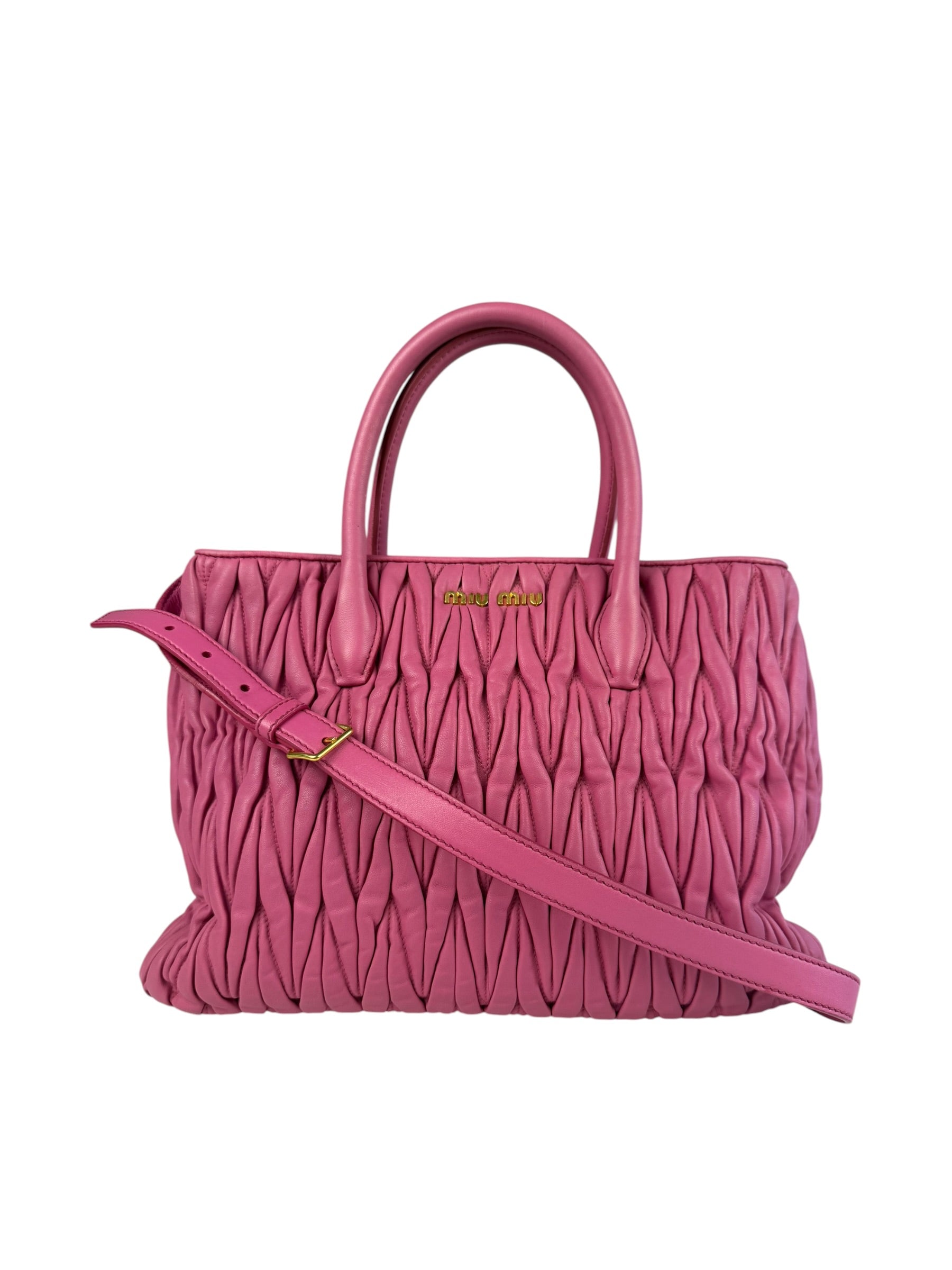 Miu Miu Pink Nappa Leather 2Way Tote Bag