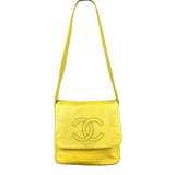 Chanel CC 1997 Chartreuse Leather Flap Shoulder Bag