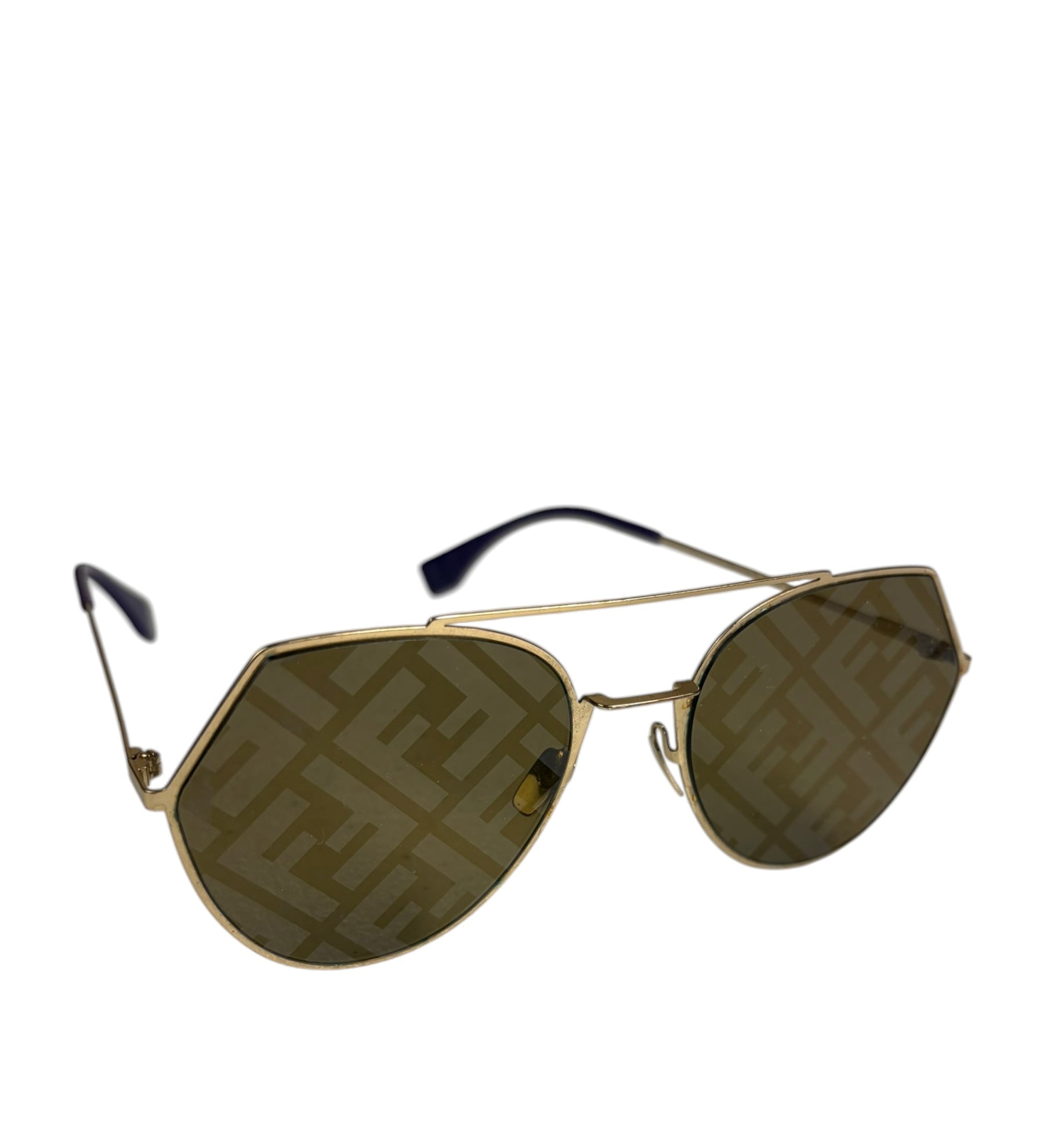 Fendi Gold-Toned Eyeline Aviator Sunglasses FF0494/S