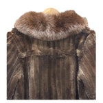 Jfa Nissin Brown Mink Fur Trim Chinchilla Fur Coat