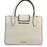 Miu Miu White Madras Ornate Crystal Jeweled Buckle Two-Way Bag