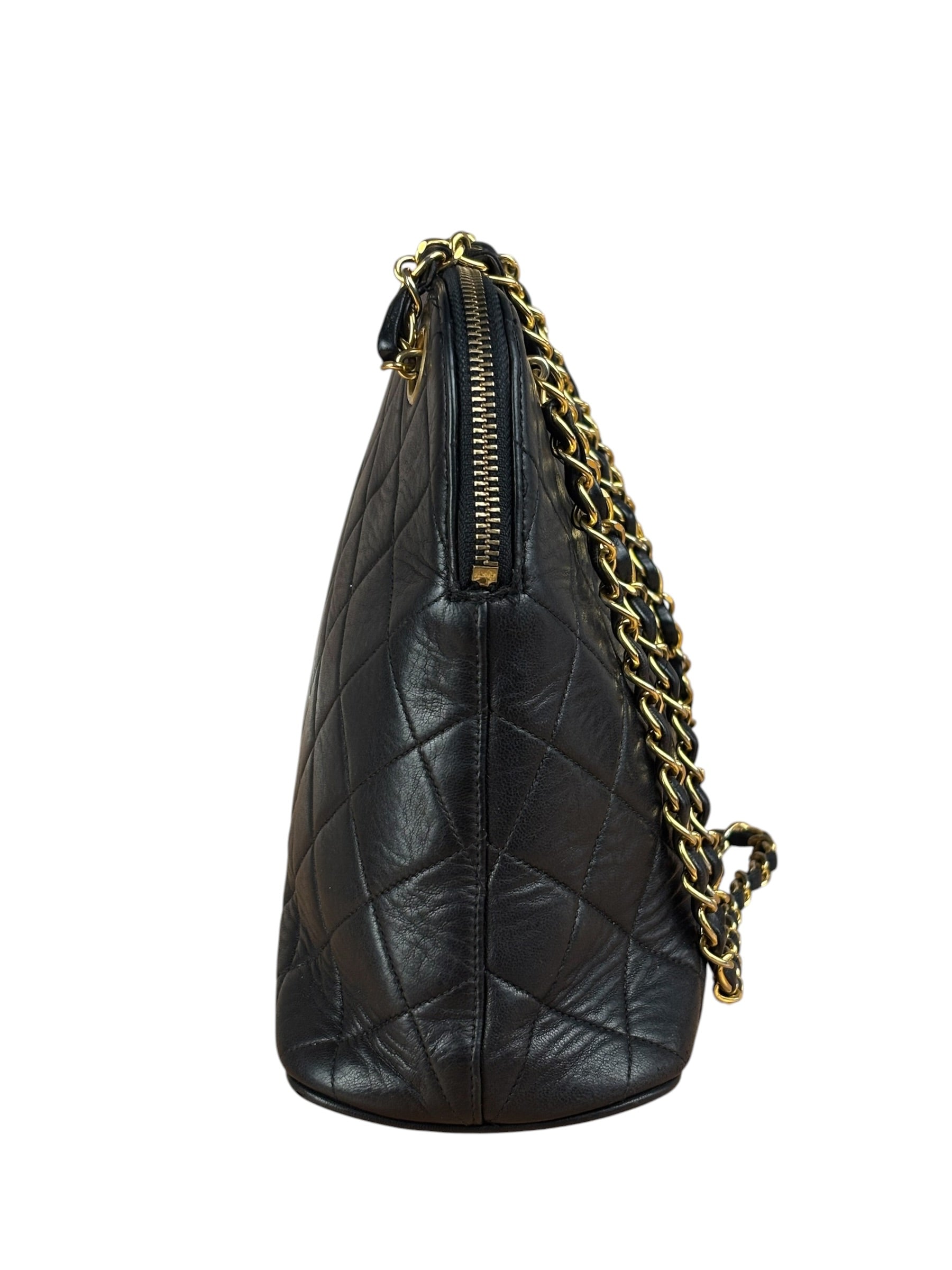 Chanel Vintage Black Leather Shoulder Bag