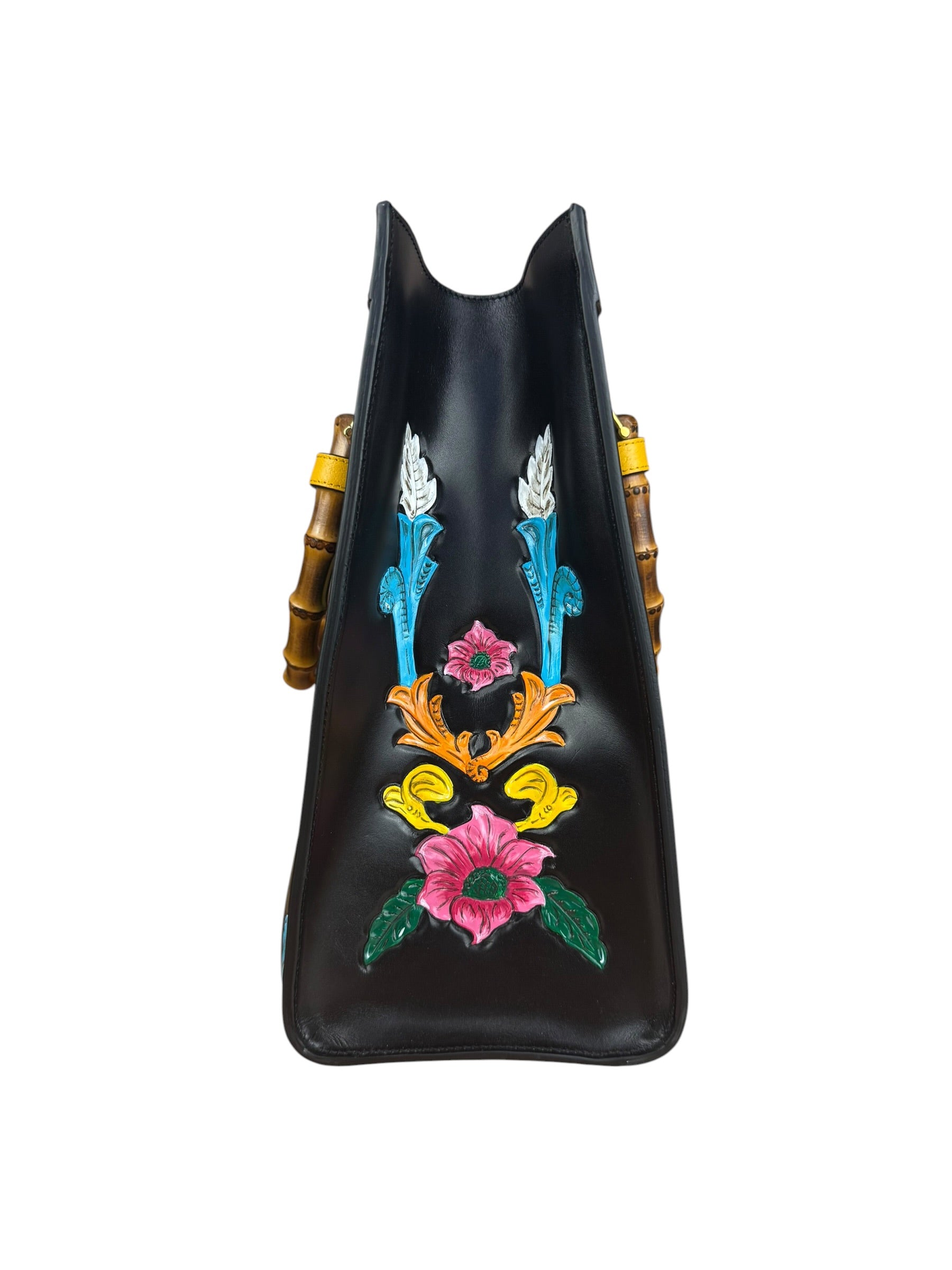Gucci Black Leather Floral Limited Edition Diana 2Way Tote