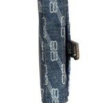 Balenciaga Blue Denim Hourglass Monogram Wallet On Chain
