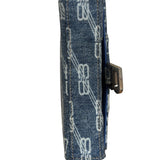 Balenciaga Blue Denim Hourglass Monogram Wallet On Chain