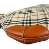 Burberry Orange Leather Trim Nova Check Hobo Bag