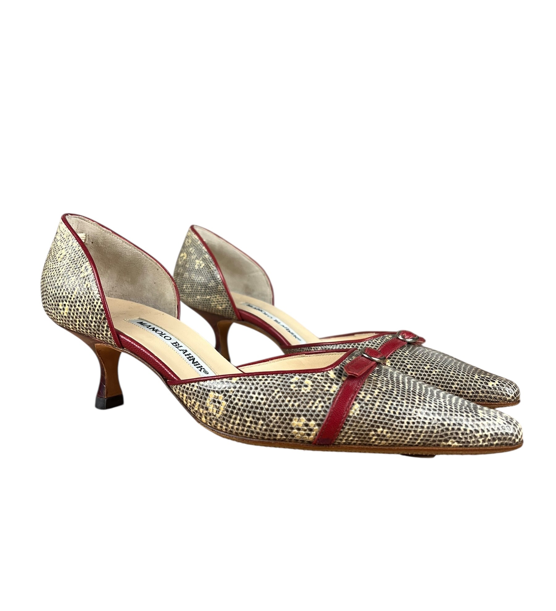 Manolo Blahnik Lizard Skin Kitten Heels
