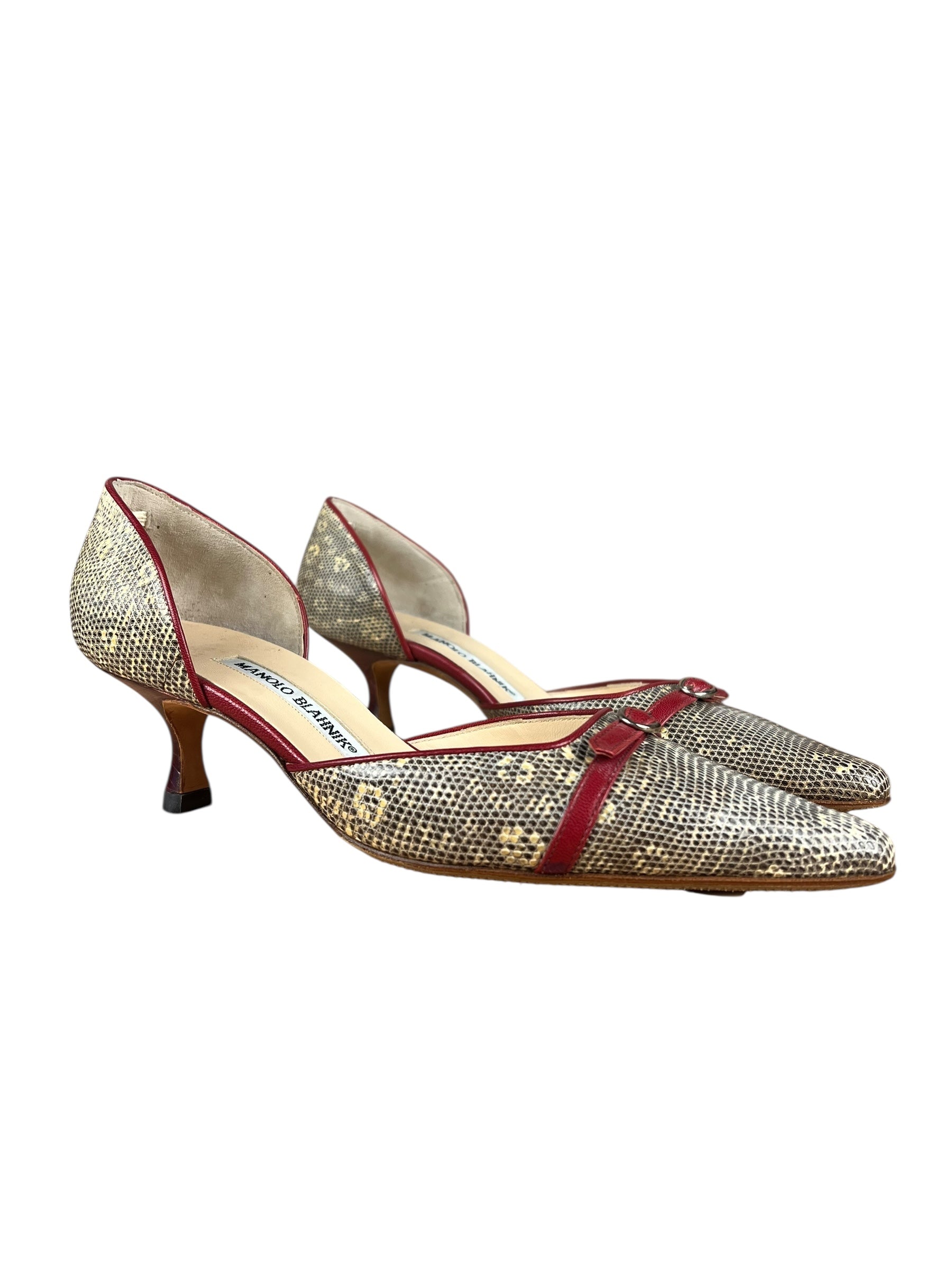 Manolo Blahnik Lizard Skin Kitten Heels