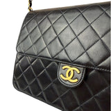 Chanel Balck Quilted Lambskin Square Flap 1991