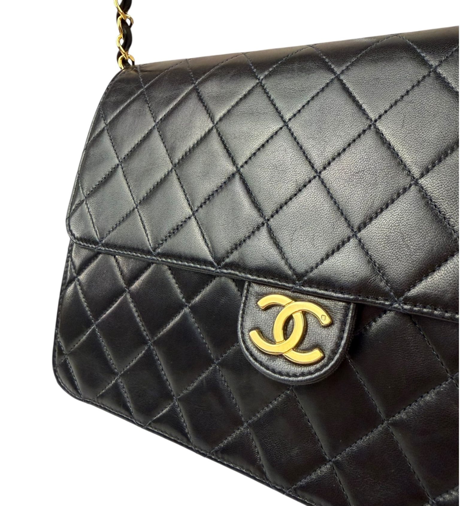 Chanel Balck Quilted Lambskin Square Flap 1991