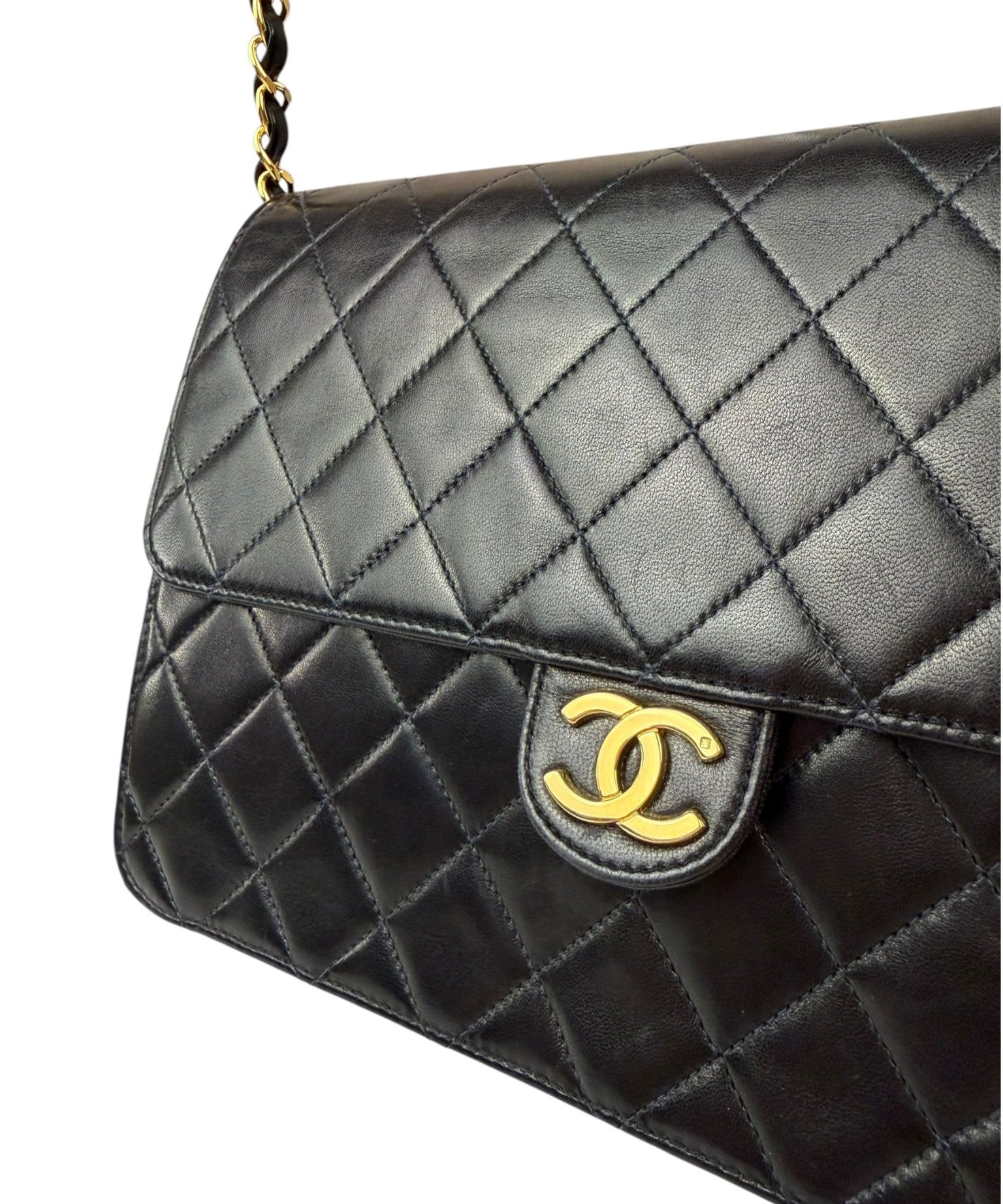 Chanel Balck Quilted Lambskin Square Flap 1991