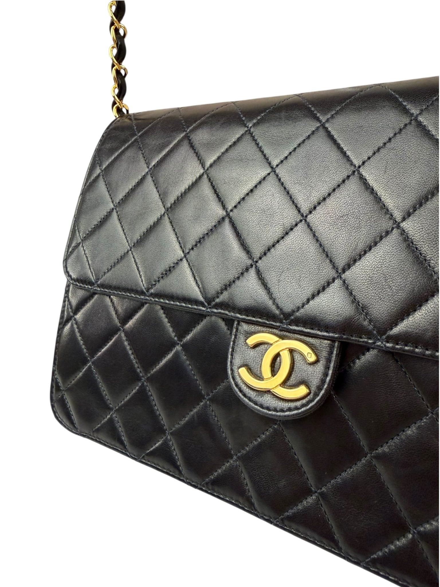 Chanel Balck Quilted Lambskin Square Flap 1991