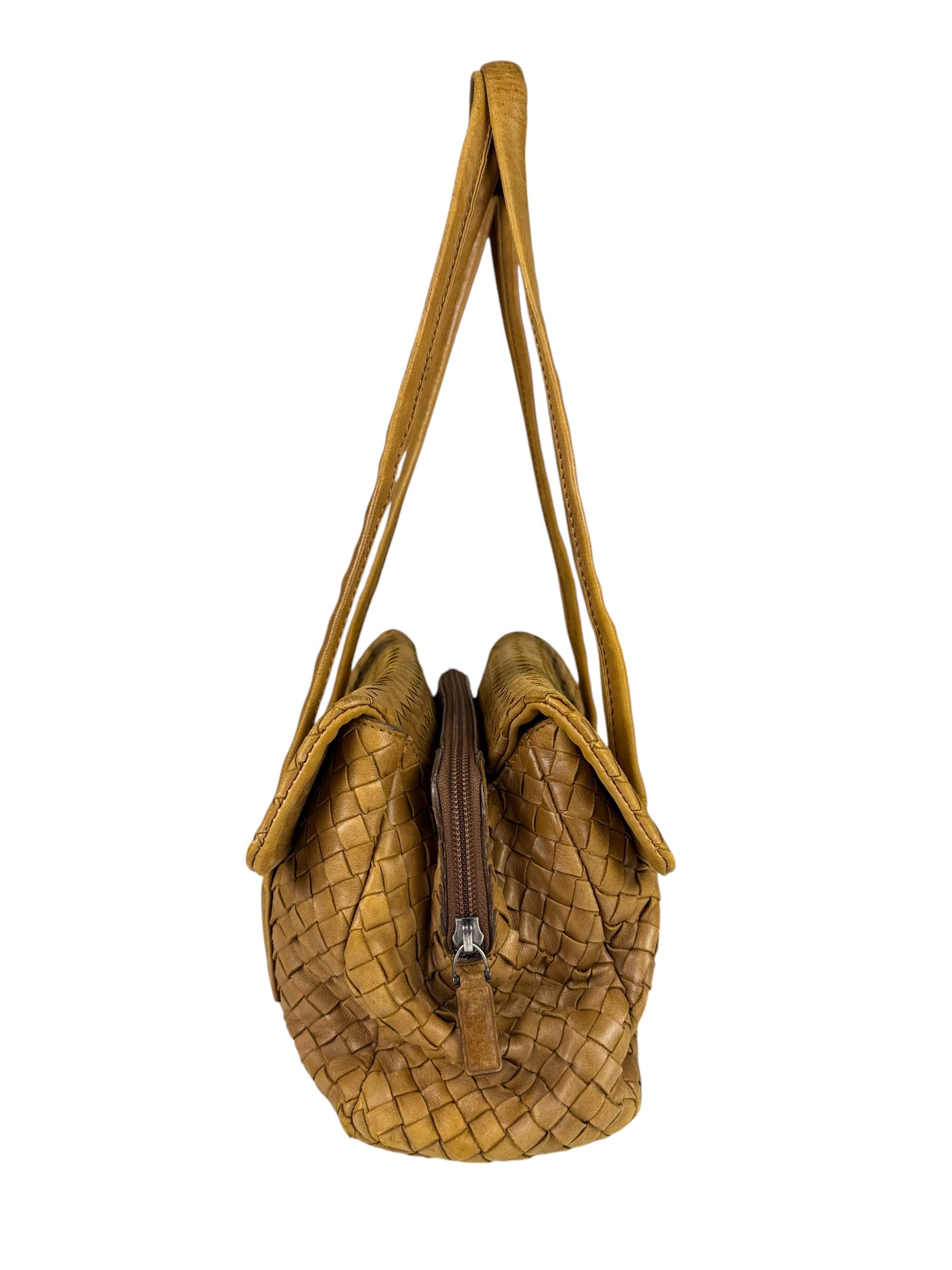 Bottega Veneta Tan Brown Intrecciato Shoulder Bag