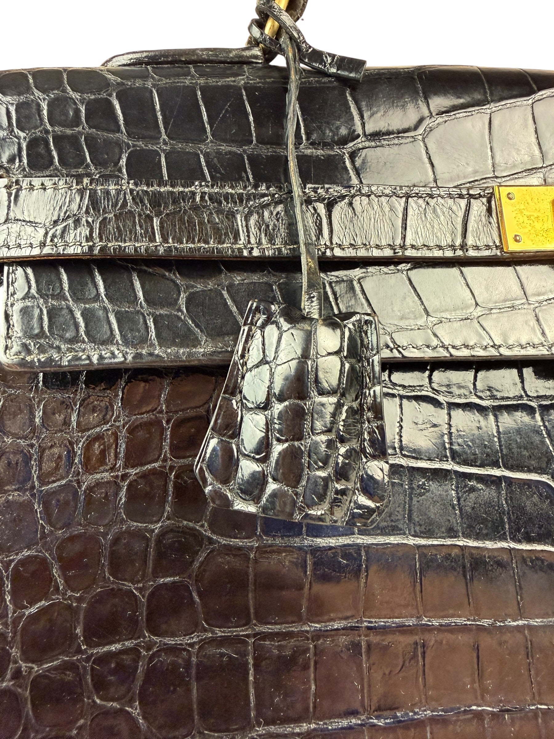 Hermes 1985 Black Crocodile Kelly 35