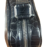Saint Laurent Crocodile Embossed Leather Camera Bag Black