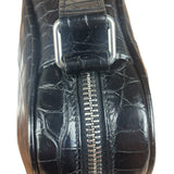 Saint Laurent Crocodile Embossed Leather Camera Bag Black