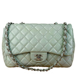 Chanel Light Sage Green Medium Classic Flap Shoulder Bag 2008