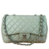 Chanel Light Sage Green Medium Classic Flap Shoulder Bag 2008