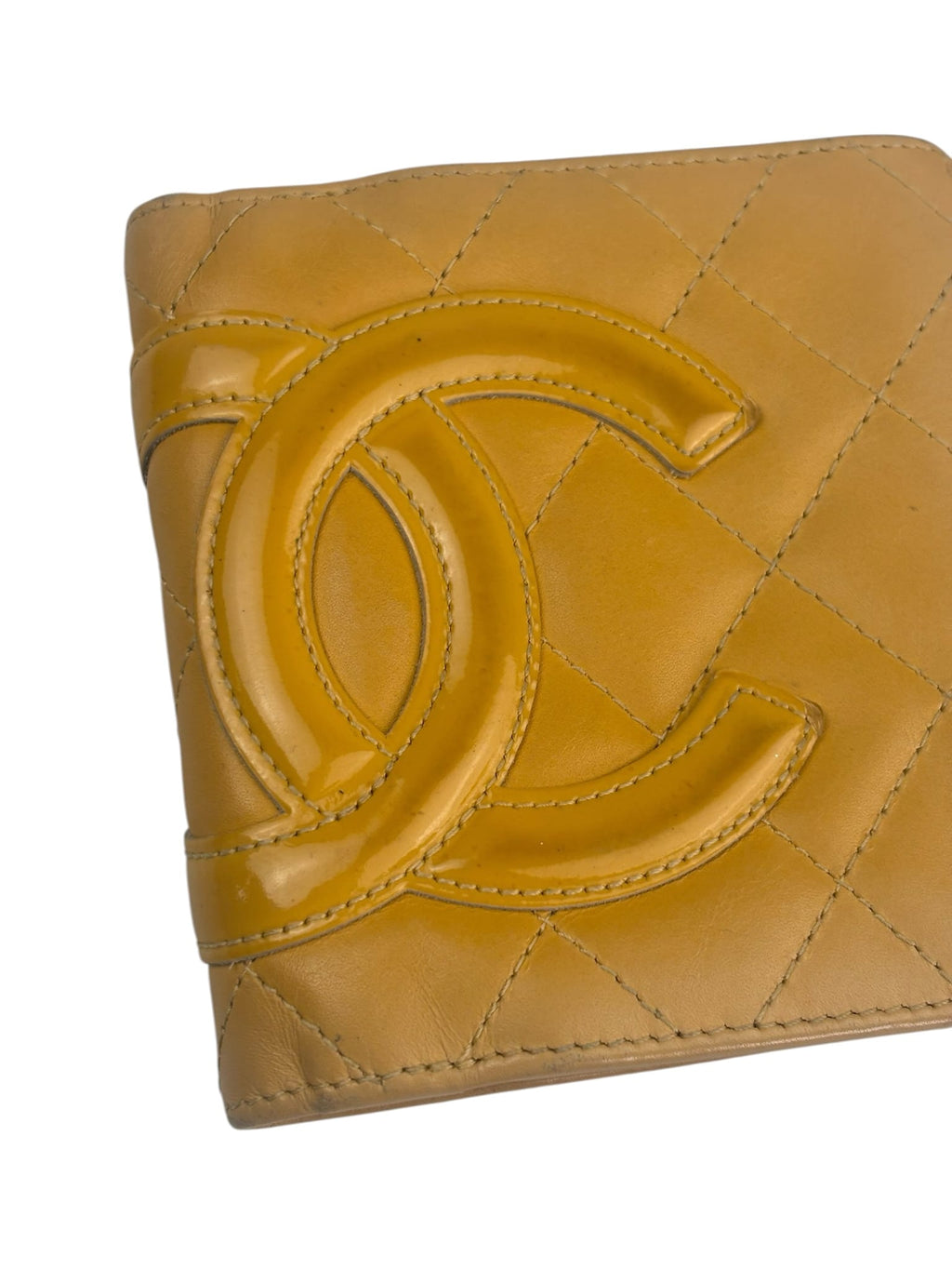 Chanel Beige Quilted Leather Cambon Line Bifold Wallet 2005