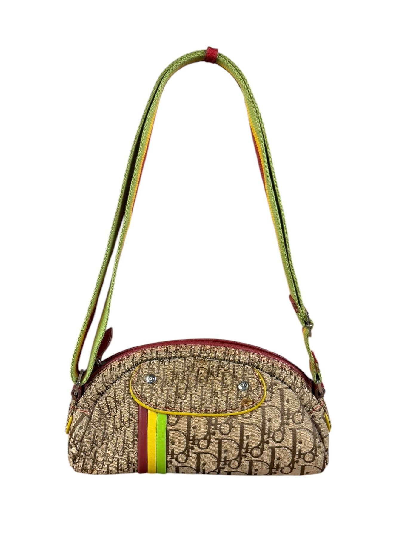 Christian Dior Vintage Trotter Canvas Rasta Crossbody Bag