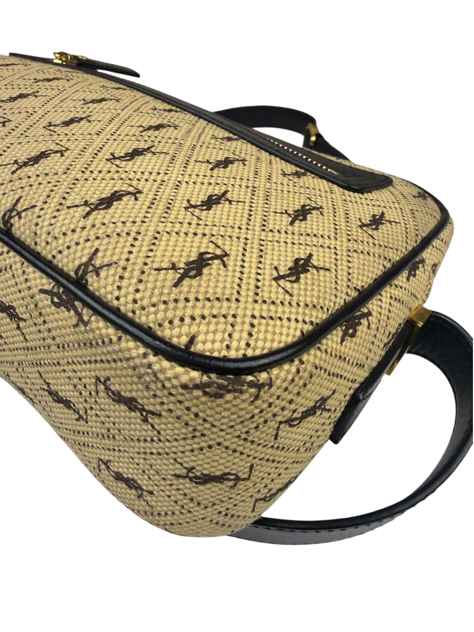 Saint Laurent YSL Beige Logo Print Crossbody Bag
