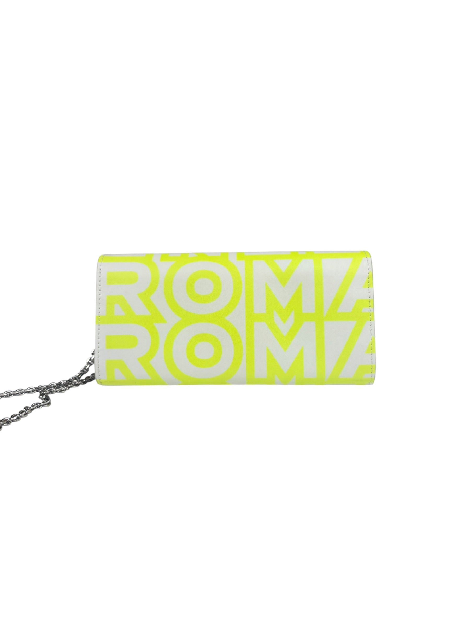 Fendi x Marc Jacobs Grey/Neon Yellow Roma Flap Wallet On Chain