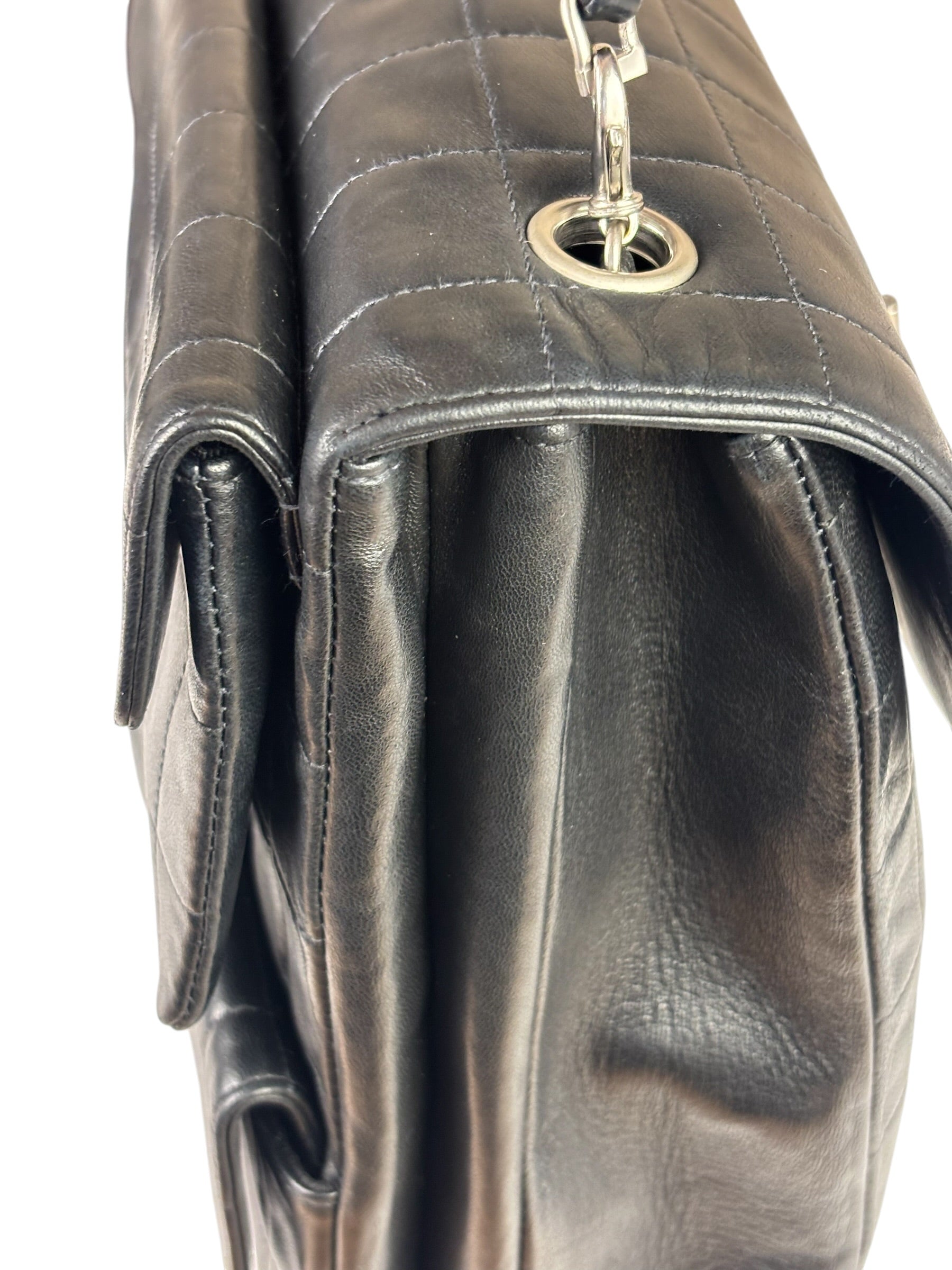 Chanel Black Lambskin Chocolate Bar Quilted Chain Shoulder Bag 2000