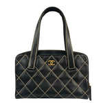 Chanel Black Quilted Leather Wild Stitch Bowler Bag 2003