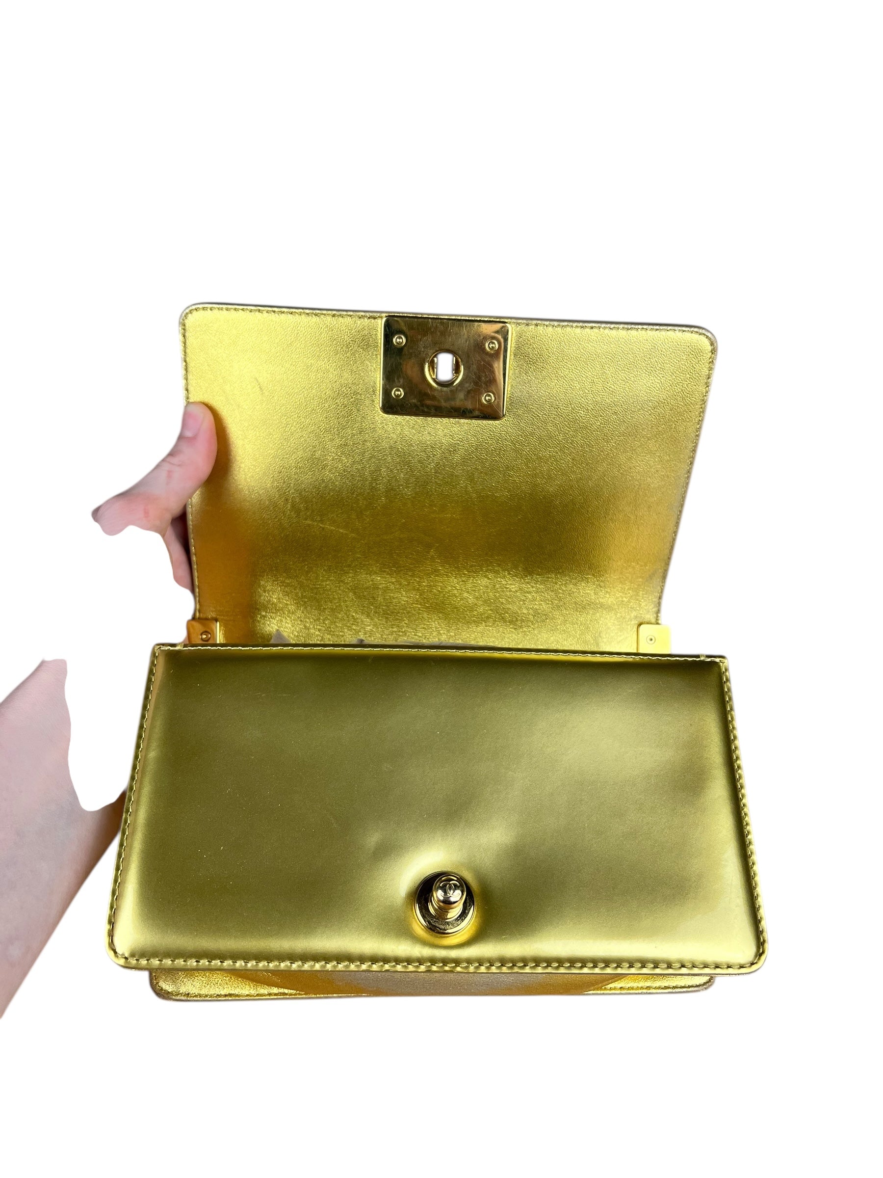 Chanel Gold Metallic CC Boy Bag 2014