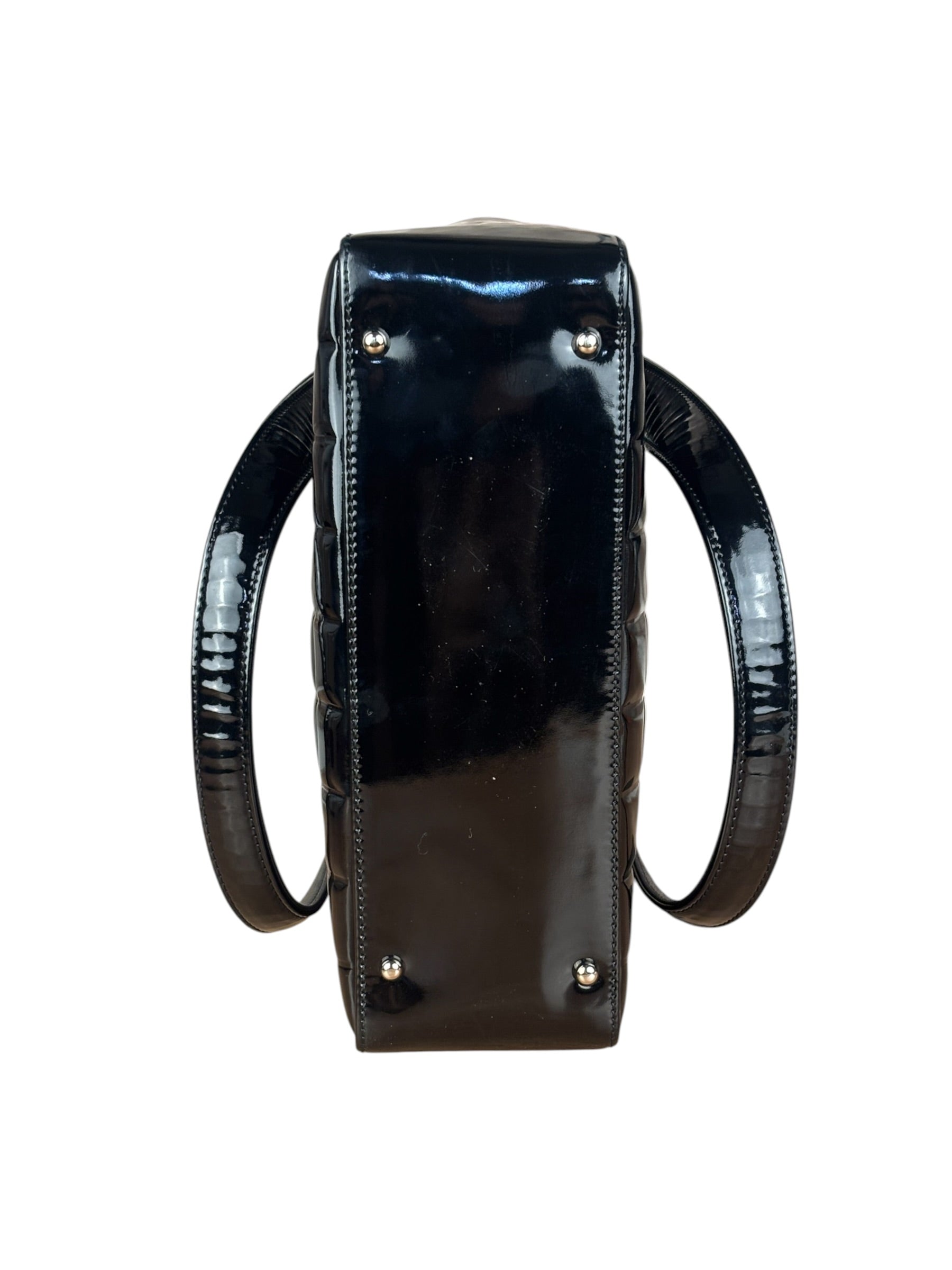 Chanel Black Patent Chocolate Bar Shoulder Tote 2002