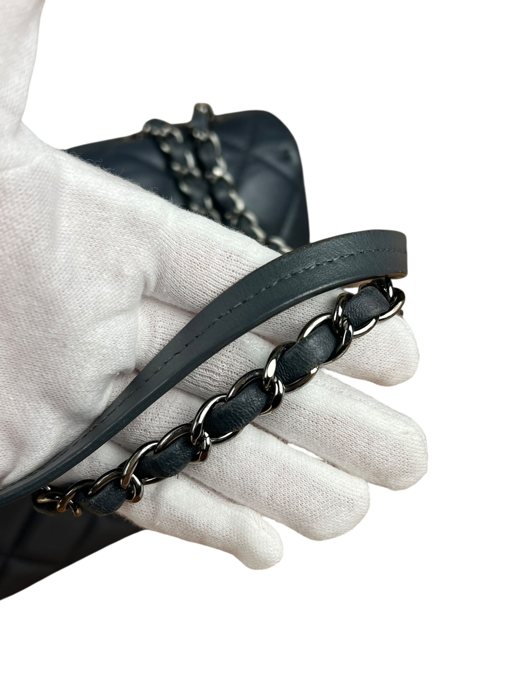 Chanel Dark Grey Quilted Leather Loop Flap Bag 2014