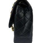 Chanel Vintage Black Quilted Leather Double Flap Bag 1995