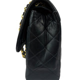 Chanel Vintage Black Quilted Leather Double Flap Bag 1995