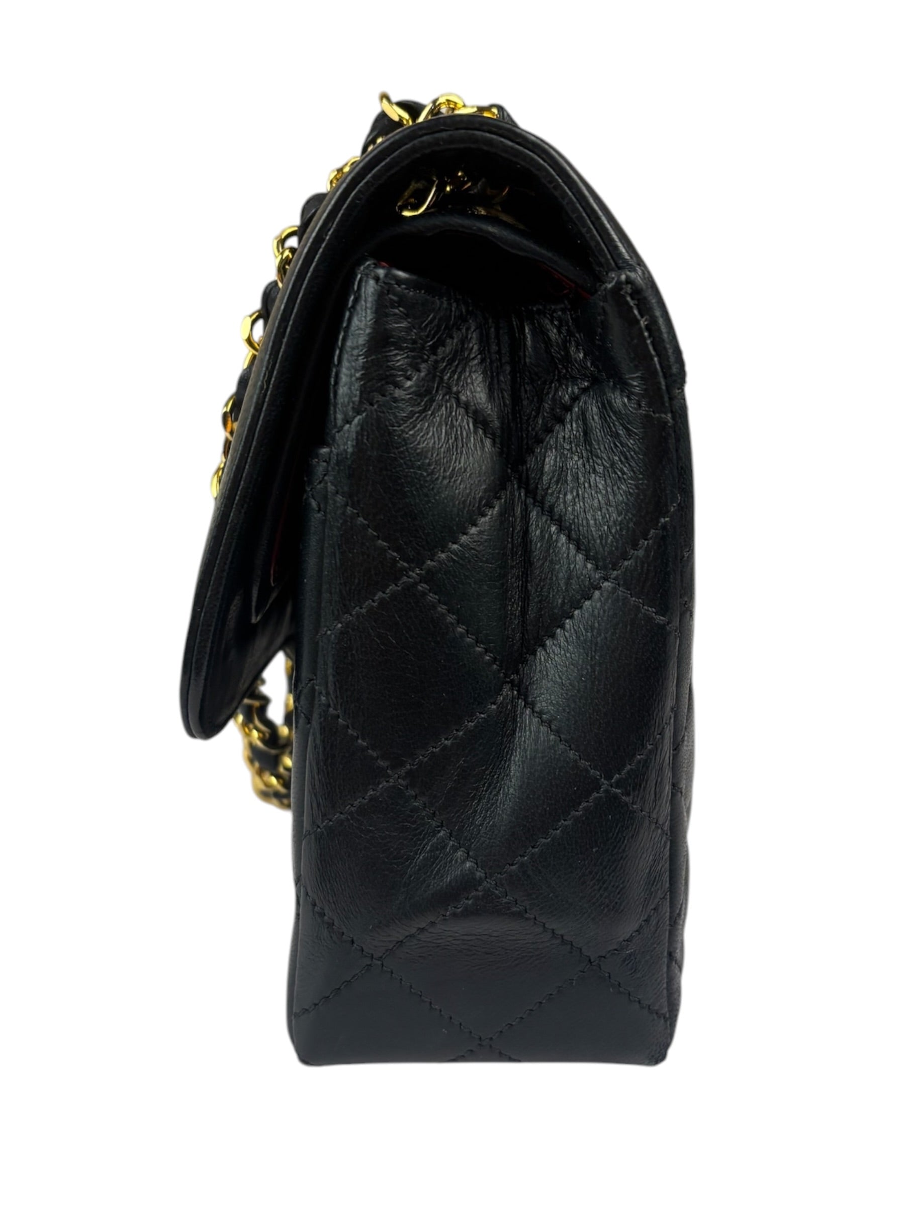 Chanel Vintage Black Quilted Leather Double Flap Bag 1995