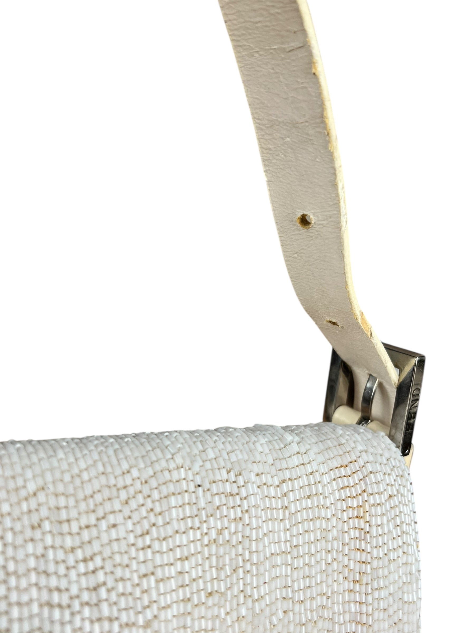Fendi Vintage Beaded Baguette White