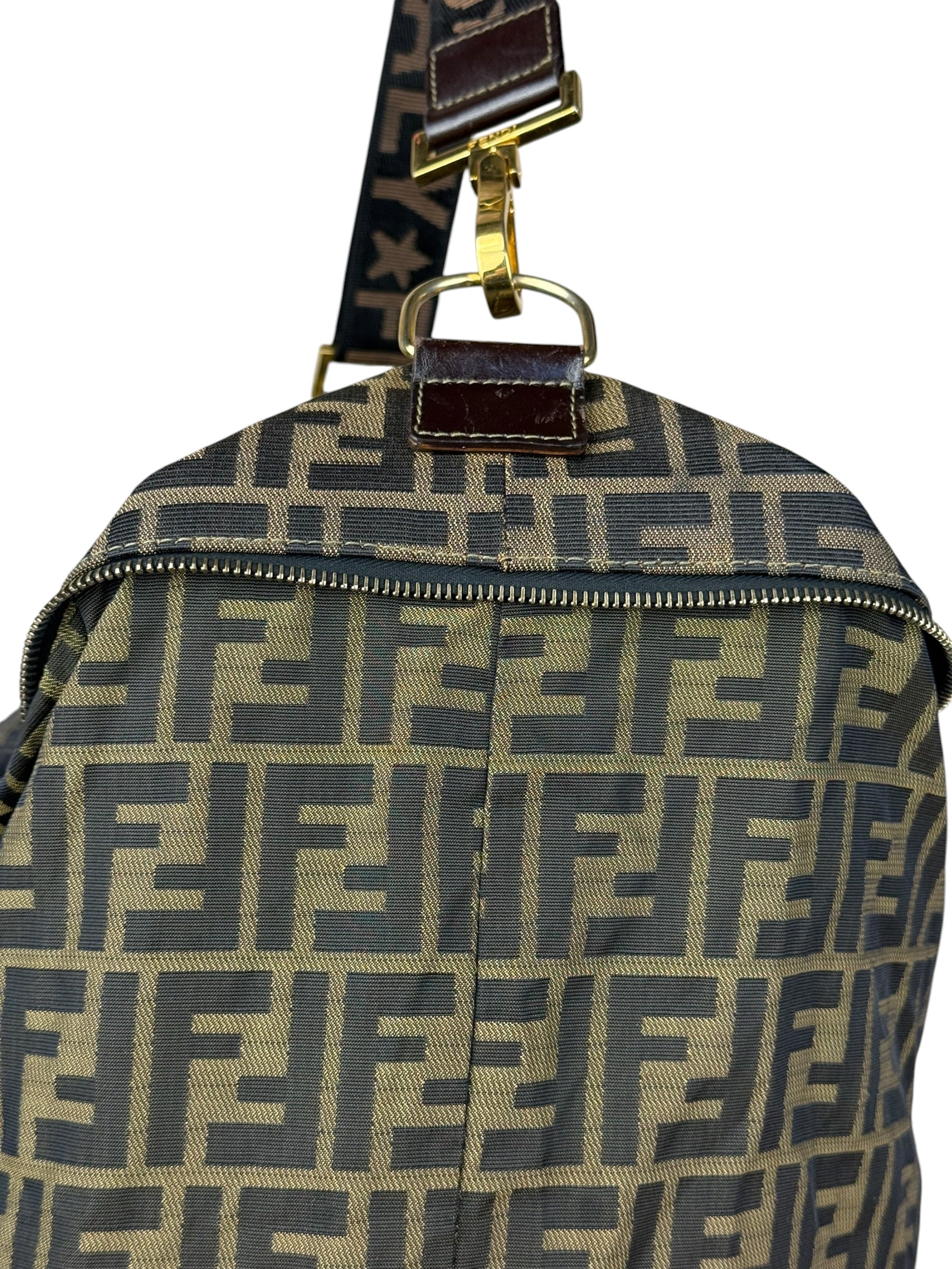 Fendi Vintage Zucca Canvas Collapsible Shoulder Bag