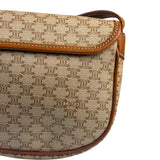 Celine Vintage Beige Leather Trim Macadam Mini Crossbody