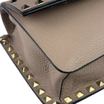 Valentino Neutral Garavani Calfskin Rockstud Crossbody Bag