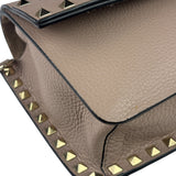 Valentino Neutral Garavani Calfskin Rockstud Crossbody Bag