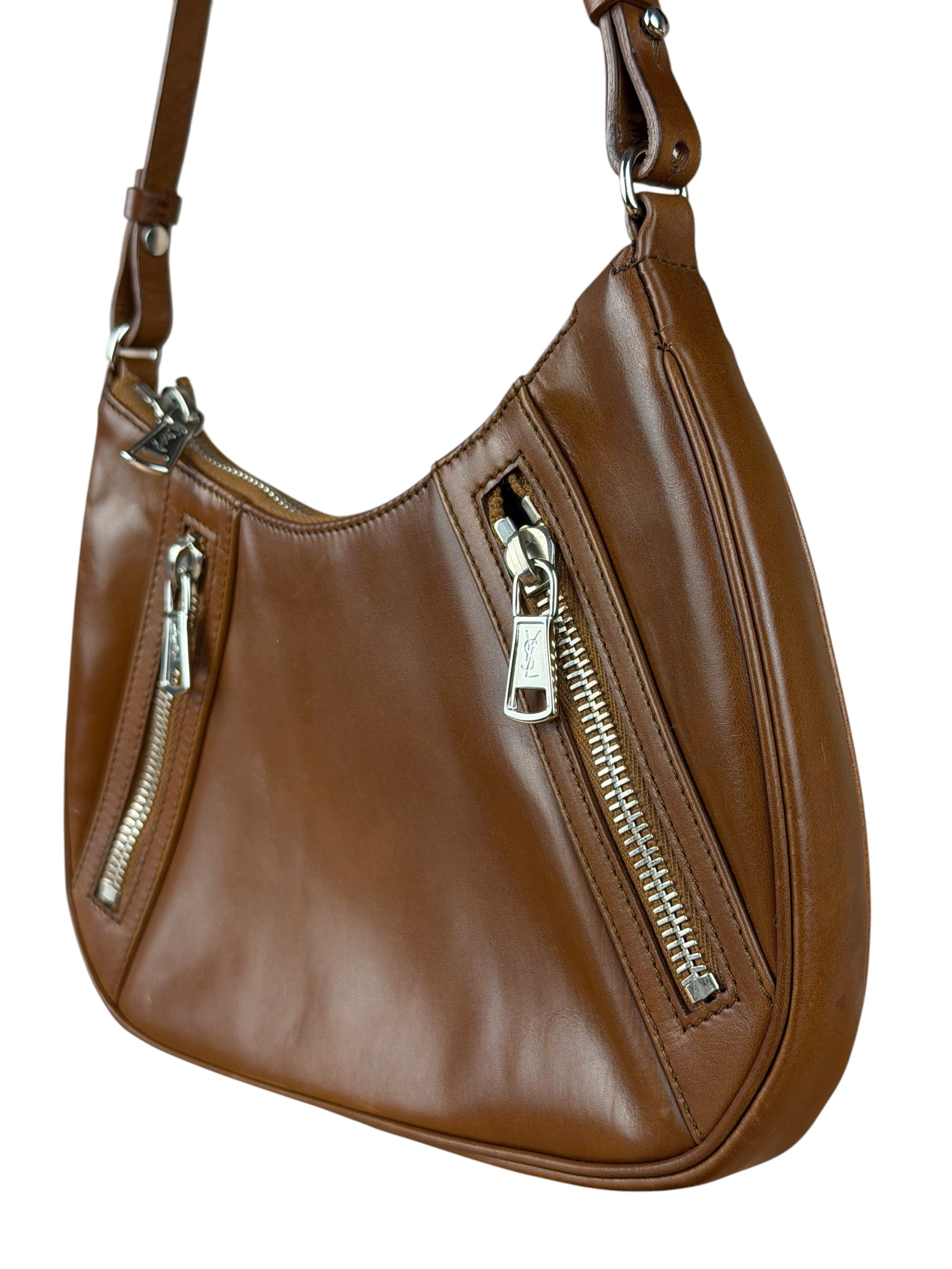 Saint Laurent Vintage Brown Leather Mini Shoulder Bag